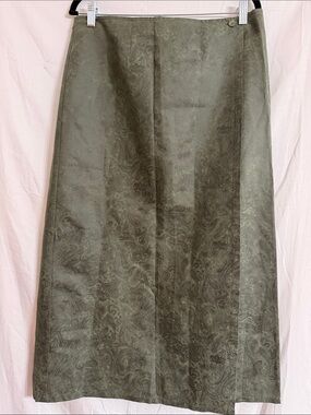 Jaclyn Smith Olive Green Paisley Maxi Skirt